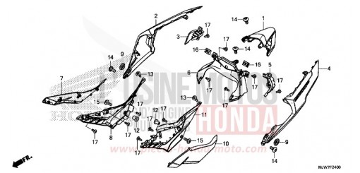COUVERCLE LATERAL/CAPOT ARRIERE CB500FAG de 2016